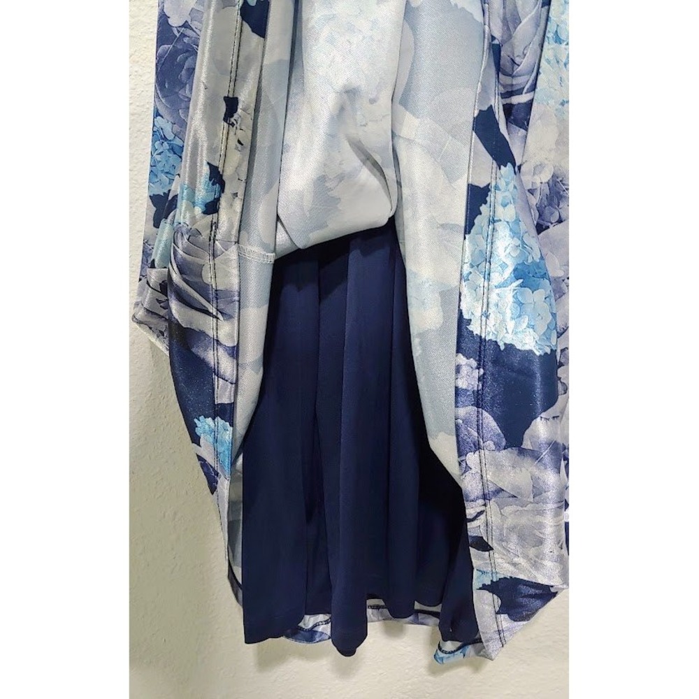 Womens Blue S Floral Pleated Sleeveless Formal Maxi Dress Elegant By Candalette - Picture 9 of 12